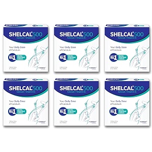 shelcal 500 calcium tablets with vitamin d3  for healthy and strong bone joint amp muscles15 tablets x pack of 6