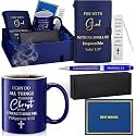 Shellwei 6 Pcs Christian Gift Set Mug Notebook Pen Blue Scripture