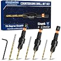 shengbenhao #4#6#8 Countersink Drill Bit Set for Wood 7Pcs Adjustable