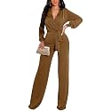shengfan Formal Jumpsuits for Women Dressy Evening Sexy Deep V Neck Plus Size Long Wide Leg Pants Rompers Clubwear