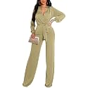 shengfan Formal Jumpsuits for Women Dressy Evening Sexy Deep V Neck Plus Size Long Wide Leg Pants Rompers Clubwear