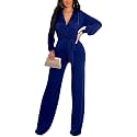shengfan Formal Jumpsuits for Women Dressy Evening Sexy Deep V Neck Plus Size Long Wide Leg Pants Rompers Clubwear