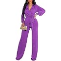 shengfan Formal Jumpsuits for Women Dressy Evening Sexy Deep V Neck Plus Size Long Wide Leg Pants Rompers Clubwear