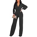 shengfan Formal Jumpsuits for Women Dressy Evening Sexy Deep V Neck Plus Size Long Wide Leg Pants Rompers Clubwear