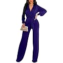 shengfan Formal Jumpsuits for Women Dressy Evening Sexy Deep V Neck Plus Size Long Wide Leg Pants Rompers Clubwear