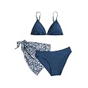 SHENHE Girl's 3 Piece Swimsuits Cute Spaghetti Strap Triangle Bikini with Ditsy Floral Cover Up Teen Bathing Suits