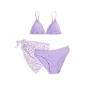 SHENHE Girl's 3 Piece Swimsuits Cute Spaghetti Strap Triangle Bikini with Ditsy Floral Cover Up Teen Bathing Suits