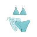 SHENHE Girl's 3 Piece Swimsuits Cute Spaghetti Strap Triangle Bikini with Ditsy Floral Cover Up Teen Bathing Suits