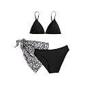 SHENHE Girl's 3 Piece Swimsuits Cute Spaghetti Strap Triangle Bikini with Ditsy Floral Cover Up Teen Bathing Suits