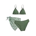 SHENHE Girl's 3 Piece Swimsuits Cute Spaghetti Strap Triangle Bikini with Ditsy Floral Cover Up Teen Bathing Suits