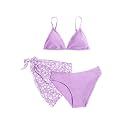 SHENHE Girl's 3 Piece Swimsuits Cute Spaghetti Strap Triangle Bikini with Ditsy Floral Cover Up Teen Bathing Suits