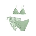 SHENHE Girl's 3 Piece Swimsuits Cute Spaghetti Strap Triangle Bikini with Ditsy Floral Cover Up Teen Bathing Suits