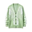 SHENHE Men's Skeleton Pattern Cardigan Long Sleeve Unisex Knitted Sweaters