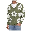 SHENHE Men's Skeleton Pattern Cardigan Long Sleeve Unisex Knitted Sweaters