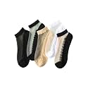 SHENHE Women's 5 Pairs Sheer Mesh Floral Heart No Show Frilly Tulle Ankle Socks