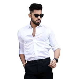 shenky cotton blend men regular fit solid formal shirt xx-large white