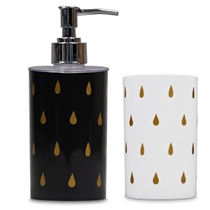 shenron toothbrush holder and handwash liquid dispenser for wash basin bathroom and sink bathroom accessories set for utility and bathroom dcor with drop design black amp white