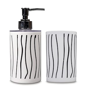 shenron toothbrush holder and handwash liquid dispenser for wash basin bathroom and sink bathroom accessories set for utility and bathroom dcor white
