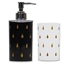 SHENRON Toothbrush Holder and Handwash Liquid Dispenser for Wash Basin, Bathroom and Sink, Bathroom Accessories Set for Utility and Bathroom Décor with Drop Design (Black &amp; White)
