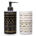 SHENRON Toothbrush Holder and Handwash Liquid Dispenser for Wash Basin, Bathroom and Sink, Bathroom Accessories Set for Utility and Bathroom Décor (Black & White)