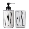 SHENRON Bathroom Accessories Set for Utility and Bathroom Decor | Liquid Soap Dispenser and Toothbrush Holder Combo Colour- White with Line
