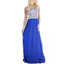 Sherosa Women Boho Chevron Striped Floral Printed Summer Sleeveless Tank Long Maxi Party Dress