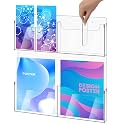 Sherr 1 Pcs Acrylic Brochure Holder Wall Mount with Removable Adjustable Dividers, Large Capacity Literature Display Stand for 4'' x 9'', 8.5'' x 11'' Pamphlets, 17.8'' x 18.9''