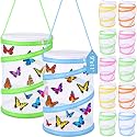 Sherr 12 Pack Butterfly Habitat Cage, 9"x11" Pop-up Mesh Butterfly Net Terrarium, Reusable Caterpillar Raising Kit, Portable Bug Catcher Enclosure for Transporting and Raising Critter (5 Colors)