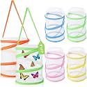 Sherr 6 Pack Butterfly Habitat Cage, 9"x11" Pop-up Mesh Butterfly Net Terrarium, Reusable Caterpillar Raising Kit, Portable Bug Catcher Enclosure for Transporting and Raising Critter (5 Mixed)