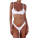 SherryDC Women's Solid Scoop Neck Push Up Padded Brazilian Thong Bikini Swimsuit Bathing Suit