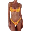 SherryDC Women's Solid Scoop Neck Push Up Padded Brazilian Thong Bikini Swimsuit Bathing Suit