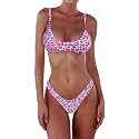 SherryDC Women's Solid Scoop Neck Push Up Padded Brazilian Thong Bikini Swimsuit Bathing Suit