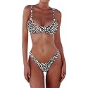 SherryDC Women's Solid Scoop Neck Push Up Padded Brazilian Thong Bikini Swimsuit Bathing Suit