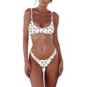 SherryDC Women's Solid Scoop Neck Push Up Padded Brazilian Thong Bikini Swimsuit Bathing Suit