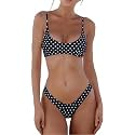 SherryDC Women's Solid Scoop Neck Push Up Padded Brazilian Thong Bikini Swimsuit Bathing Suit