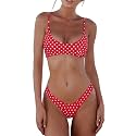 SherryDC Women's Solid Scoop Neck Push Up Padded Brazilian Thong Bikini Swimsuit Bathing Suit