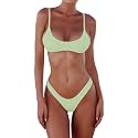 SherryDC Women's Solid Scoop Neck Push Up Padded Brazilian Thong Bikini Swimsuit Bathing Suit