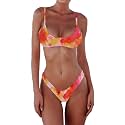 SherryDC Women's Solid Scoop Neck Push Up Padded Brazilian Thong Bikini Swimsuit Bathing Suit
