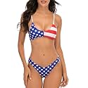 SherryDC Women's Solid Scoop Neck Push Up Padded Brazilian Thong Bikini Swimsuit Bathing Suit
