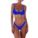 SherryDC Women's Solid Scoop Neck Push Up Padded Brazilian Thong Bikini Swimsuit Bathing Suit