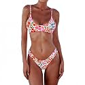 SherryDC Women's Solid Scoop Neck Push Up Padded Brazilian Thong Bikini Swimsuit Bathing Suit