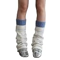 SherryDC Womens Girls Cosplay Rainbow Striped Knee High Socks Leg Arm Warmer Fingerless Gloves Set