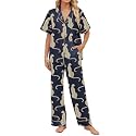 SHESHOW Satin Pajamas for Women Set Button Down Sleepwear Print Pjs Set 2 Piece Short Sleeve Long Loungewear Size XS-XXL