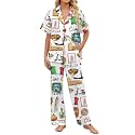 SHESHOW Satin Pajamas for Women Set Button Down Sleepwear Print Pjs Set 2 Piece Short Sleeve Long Loungewear Size XS-XXL