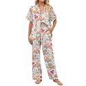 SHESHOW Print Fresh Pajamas for Women Short Sleeve Button Down Pajamas Women Boho Floral Whale Pjs Set for Woman XL