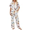 SHESHOW Satin Pajamas for Women Set Button Down Sleepwear Print Pjs Set 2 Piece Short Sleeve Long Loungewear Size XS-XXL