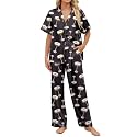 SHESHOW Pajama Sets for Women 2 Piece Pjs Short Sleeve Long Pajama Pants Martini Pajamas for Women Blalck M Black