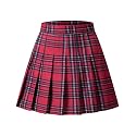 Shestellar Women's High-Waisted Pleated A-Line Mini Tennis Skater Skirt