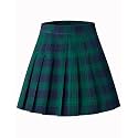 Shestellar Women's High-Waisted Pleated A-Line Mini Tennis Skater Skirt