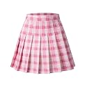 Shestellar Women's High-Waisted Pleated A-Line Mini Tennis Skater Skirt